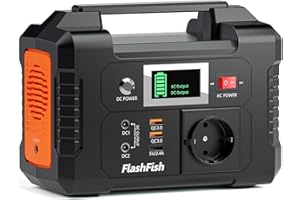 FF FLASHFISH FlashFish Powerstation 200W, 151Wh Stromgenerator Solar AC-Ausgang 230V, 40800mAh Notstromaggregat Akku mit Steckdose, Kleines Kraftwerk Tragbare Powerstation für Camping,Abenteuer und Notfälle