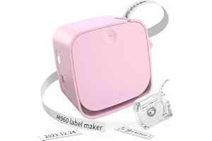 Goknu Impresora para Etiquetas Termica Etiquetadora Adhesivas Bluetooth, M960 Impresora de Pegatinas Autoadhesivas Carga USB, Mini Impresora Etiquetas para Movil con 1 Rollos de Etiquetas