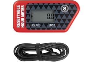 ‎RUNLEADER Runleader Digital Maintenance Hour Meter, rücksetzbarer Job-Timer,SVC-Intervall-Erinnerung für Rasenmähergenerator Marine ATV Außenborder Motor Schneefräsenkompressor und gasbetriebenes(RED)