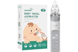 GROWNSY Nasal Aspirator for Baby, Baby Nose Sucker Pro with 3 Soft Silicone Tips, Adjustable Suction, Electric Nose Suction for Baby, Built-in Music & Light Soothing