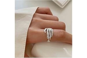 Cimenexe Gothic Skull Hand Ringe Vintage Skeleton Hand Fingerringe Skeleton Hand Knuckle Ring Punk Scary Rings Schmuck für Frauen und Mädchen Halloween Party Cosplay