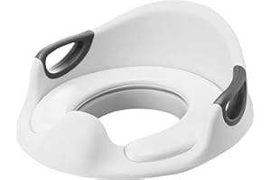 GrassVillage Potty Training Seat for Kids, Toddlers | Toilet Training Seat for Boys Girls with Handles, Backrest and Anti-Splash Design | Fits Round & Oval Toilets (White)