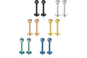 Briana Williams 12 pezzi Acciaio Chirurgico Labret Anello al Labbro Trago Helix Orecchio Stud Piercing Gioielli