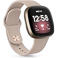 Tobfit Silicone Band for Fitbit Versa 3 4 Fitness Tracker,Soft Sport Strap for Fitbit Sense Fitness Tracker (Watch Not Included), Adjustable Wristband with Metal Buckle for Men Women