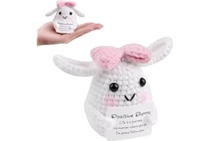 PICRIK Easter Doll, Positive Doll Pocket Hug, Easter Bunny Good Luck Gift, Funny Easter Bunny Wool Knitting Doll with Positive Affirmation Card, Easter Bunny Decoration Gifts.