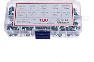 DollaTek 100 szt. 10 warto?ci (500~1 om) RM065 wst?pnie ustawiona folia w?glowa poziomy potencjometr trimpot zestaw asortyment z pude?kiem do przechowywania