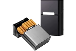 LiRiQi Papierośnica, 2 sztuki, metalowe pudełko na papierosy z zamknięciem magnetycznym, aluminiowa papierośnica na 20 papierosów, elegancka skrzynka na papierosy (szara, czarna)