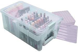 Craftelier - Boîte de rangement avec poignée pour matériel de bricolage | Boîtes de rangement en plastique avec couvercle | Transparent | 38,9 × 21 × 16,3 cm | Organisateur de photos et fournitures