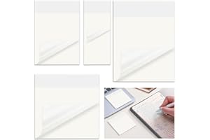 Azxndy 200pcs Transparent Sticky Notes Self-Stick Note Pads, Adhesive Removable See Through Sticky Notes, 4 Sizes Self Adhesive Clear Waterproof Note Suitable for Writing and Taking Notes on Books