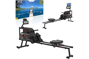 Neezee Rowing Machines, Rower Machines for Home Gym with Aluminum Rail, Water Rowing Machine with Tablet Stand, Water Resistance and LCD Display Rowing Machine