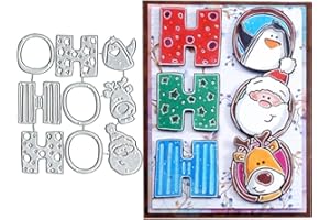 BEETIRRYHU Christmas HOO Frame Metal Die Cuts, Penguin Santa Deer Frame Metal Cutting Dies Cut Stencils Card Paper Craft DIY Template Metal Cutting Dies Album Embossing Paper Dies for Card Making Scrapbooking