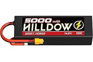 HILLDOW Batería Lipo RC de 14,8 V, 4S, 120 C, 5000 mAh, recargable, con conector XT60 para RC Buggy Truggy 1/10 Escala RC Camión Crawler Monster RC Coche y Barco