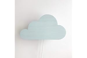 ‎CLEVERE KIDS BABY-COLLECTION Clevere Kids Kinder-Wandlampe Alle meine Tiere | Handarbeit aus der EU | hochwertige Leselampe, Nachtlicht aus Holz | E14 (Wolke hellblau)