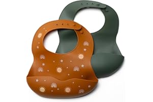 Kindsgard Silikon Lätzchen „silbibly“ – 2er Set Babylätzchen mit Auffangschale – weich, BPA-frei, verstellbar – abwaschbar & spülmaschinenfest – für Babys & Kleinkinder ab 6 Monaten