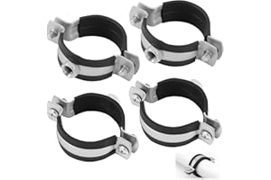 ECEOTHSY Abrazadera de Tubo de Acero Inoxidable V4A con Inserto de Goma, Diámetro Ajustable de 40-43 mm / 1 1/4", Ideal para Instalaciones de Fontanería y Proyectos de Decoración，4 soportes metálicos para uso