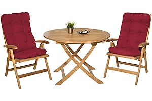 CISNE 2013, S.L. Pack 2 Cojines con respaldo para Sillas de terraza. Conjunto de 2 cojines para sillones de Interior y Exterior. Cojín para silla con respaldo, cojines acolchados, mecedoras terraza. (Rojo)