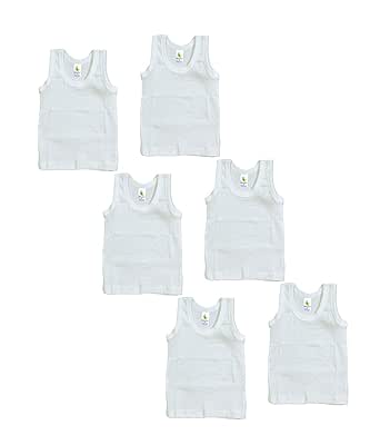 white sleeveless baby vests