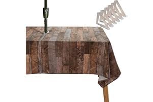 SYLC Tovaglia con Foro per Ombrellone, Tovaglia per Tavolo Esterno, Tovaglia Impermeabile con Cerniera per Campeggio Picnic Patio Festa (305 × 153 cm,caffè)