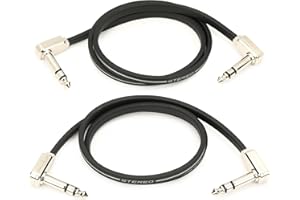 Ernie Ball 24" Flat Ribbon Stereo Patch Cable 2-Pack - Black