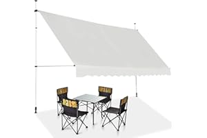 RELAX4LIFE Klemmmarkise 400cm breit, Markise Balkon ohne Bohren, Höhenverstellbare Balkonmarkise mit Handkurbel, Sonnenschutz für Terrasse Balkon Veranda (400x175cm, Beige)