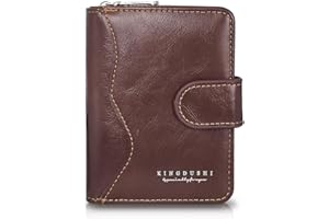 MultiValue Portfel męski, retro, skórzany portfel z okienkiem na dowód osobisty, zamek błyskawiczny, duża pojemność, multi-card, portmonetka męska, ciemnobrązowy, 3.54 x 4.72 x 1.38 zoll, Klasyczny