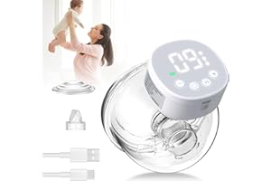 Journeyside Tiralatte Portatile, Tiralatte Elettrico Indossabile Tiralatte Elettrico a Mani Libere con 3 Modalità e 9 Livelli, Display a LED, Tiralatte Leggero Ultra Silenzioso, Bianco,Flangia 24 mm