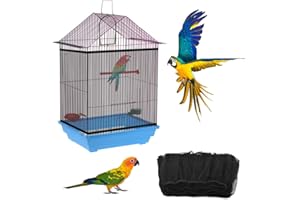 RUGUOA Universal Bird Cage Cover Nylon Birdcage Mesh Guard Net Bird Cage Seed Catcher Extendable to 220cm Soft Birdcage Cover Skirt Sheer Guard Mesh Parrot Cage Skirt for Round Square Cages(Black,40*150cm)