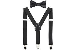 HANERDUN Kids Braces Bowtie Sets Adjustable Suspenders With Bow Ties Gift Idea For Boys And Girls