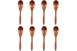 NIYATA 8Pcs Cuillere en Bois, Cuillere a Miel,Cuillère à Miel,14,5CM Cuillère en Bois,pour Manger,Boire du Thé et du Café,Des Condiments,pour La Cuisine,Lisse