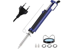 JOFLVA Pompa Dissaldante A Ventosa Elettrica, Saldatore A Stagno Professionale, Dissaldatore Aspira Stagno, Con Impugnatura Di Ricarica Corta E Ugelli Dissaldanti Per Dissaldatura A Foro Passante.