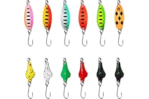 TABKSOLA Accessori per la Pesca Alla Trota, 2,8 g, 3,5 g, Set da 12 Spoons Trota con Scatola, Set di Esche per Pesce Persico.
