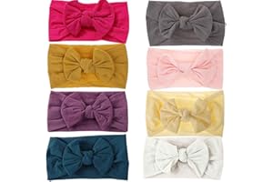 GUIFIER 8 Piezas Diademas para Niñas Bebés con Arcos Bandas para el Cabello de Nylon Vendas Bebe Vinchas para Bebés Recién Nacidos Niños Accesorios Fotográficos