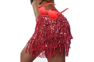 YIZHIXIANGQ Gonna di Paillettes per Le Donne,Gonna Frange con Paillettes per Danza del Ventre,Gonna con Paillettes di Danza del Ventre,Gonna con Nappe con Paillettes