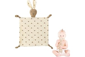 FOEEORT Baby Comforter Blanket,Soft Muslin Bunny Security Blanket Personalised Newborn Infant Toy Blanket,Rabbit Baby Blanket for Infant Toddler Newborn Boys and Girls