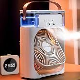 Jouis Masa&uuml;st&uuml; Taşınabilir Sulu Hava Soğutucu Fan - 600ml Su Depolu Mini Hava Klima, 3 Kademeli Hız, Renkli LED Gece Lambası,