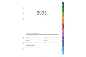 ‎ZXHQ 2026 Wochenplaner Einlage A5 6 Löcher, Deutsch, 1 Woche 2 Seiten mit Farbig Tabs, Jan bis Dez 2026, 100 gsm Dicker Papier, Kalendereinlagen für Kalender 2026 Planer
