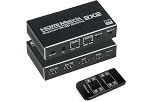 NINGKANGSHENG HDMI Matrix 2x2 Matrix Switch 2 in 2 Out Switcher Splitter Box con telecomando IR Supporto Ultra 4K@60Hz YUV 4:2:0, 4K @30Hz, 3D, 1080P, HDMI 1.4, HDCP 1.4