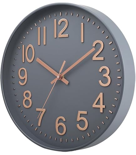 Mosewa Wall Clock 20 3 cm Black Battery Powered Silent No Ticking Sound Simple Minimalist Rose Gold Numbers Decorative Suitable for Bedroom, Living Room, Kitchen, Home, Bathroom