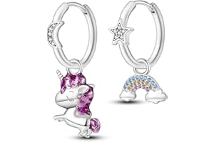 NARMO DAngle Drop boucles d'oreilles 925 argent sterling femmes zircone cubique pendentif boucles d'oreilles Lune et étoiles Boucles d'oreilles Dream Catcher boucles d'oreilles pour femmes