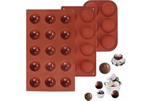 QHFlashbuy Moldes Bombones,3 Piezas Moldes de Silicona de Semiesfera,6/8/15 Cavidades Molde Chocolate,Antiadherentes Moldes para Hacer Chocolates,Dulces,Mousse de Cúpula