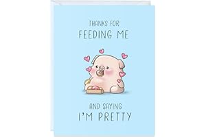 ALY LOU Funny Valentines Day Card, Anniversary Birthday Card for Her Him/Husband Boyfriend/Girlfriend Wife/Sarcastic Greeting Card (Thanks for Feeding Me)