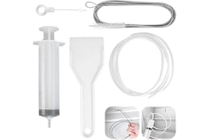 Realjoy 5 Pezzi Kit Pulizia Frigorifero,Kit Pulizia Foro di Scarico Frigorifero,Spazzola per Pulizia+Siringa+Spazzola Morbida+ Raschietto+Tappo del Foro di Scarico,per Pulire il Frigorifero