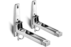 MERRY TOOLS Soporte para Horno y Microondas con Gancho, Carga Máxima 40kg, Acero Inoxidable, Montaje en Pared Soportes de Estante Plegables Ajustables, Accesorios de Instalación de Cocina, Plata