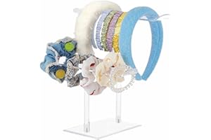 BELLIGERN Headband Holder 2-Layer Scrunchie Holder,Bracelet Display Stand White Hairband Holder,Acrylic Headband Holder for Earrings,Rings and Bracelets Display(Height 16cm and 18.7cm)