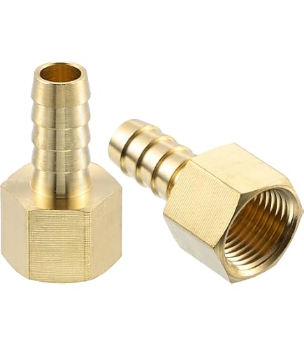 QUARKZMAN Raccordi in Ottone 10mm Spina 3/8 PT Femmina Filettatura Raccordo Tubo Flessibile Connettore Adattatori per Tubo Flessibile Collegamento Giardino [1 Pezzo, Tono Oro