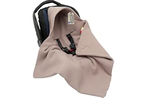SOLVERA_LTD Einschlagdecke Babyschale aus Waffelstoff für Neugeborenen und Kleinkinder Herbst Winter Baumwolle Baby Decke Kuscheldecke Für Autositx Kinderwagen Buggys z.B. Maxi Cosi 3 Punkt Gurt (Altrosa/Beige)