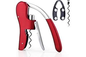 Drincarier Professional Zinc Alloy Lever Corkscrew Bottle Opener with Foil Cutter Waiter's Knife Rabbit Red