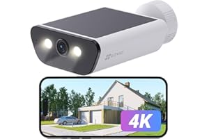EZVIZ CB5 4K Telecamera Wi-Fi Esterno a Batteria Solare, 100% Senza Fili, Pannello Solare Integrato, Rilevamento di Persone/Veicoli, Visione Notturna a Colori, Audio Bidirezionale, Impermeabile IP65