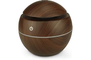 OVADA Luftbefeuchter Aroma Diffuser in Holzoptik (Kunststoff) (klein) | Auch für Duft-Öle | 130ml 10x10x10 cm | Luftbefeuchter Duftlampe | Holzdesign Öl Luftqualität | Schlafzimmer Wohnzimmer (Dunkelbraun)