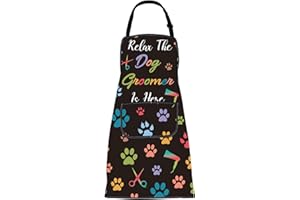 ENSIANTH Dog Groomer Apron with Pockets - Waterproof Dog Hair Cutting Apron for Stylist and Pet Groomer